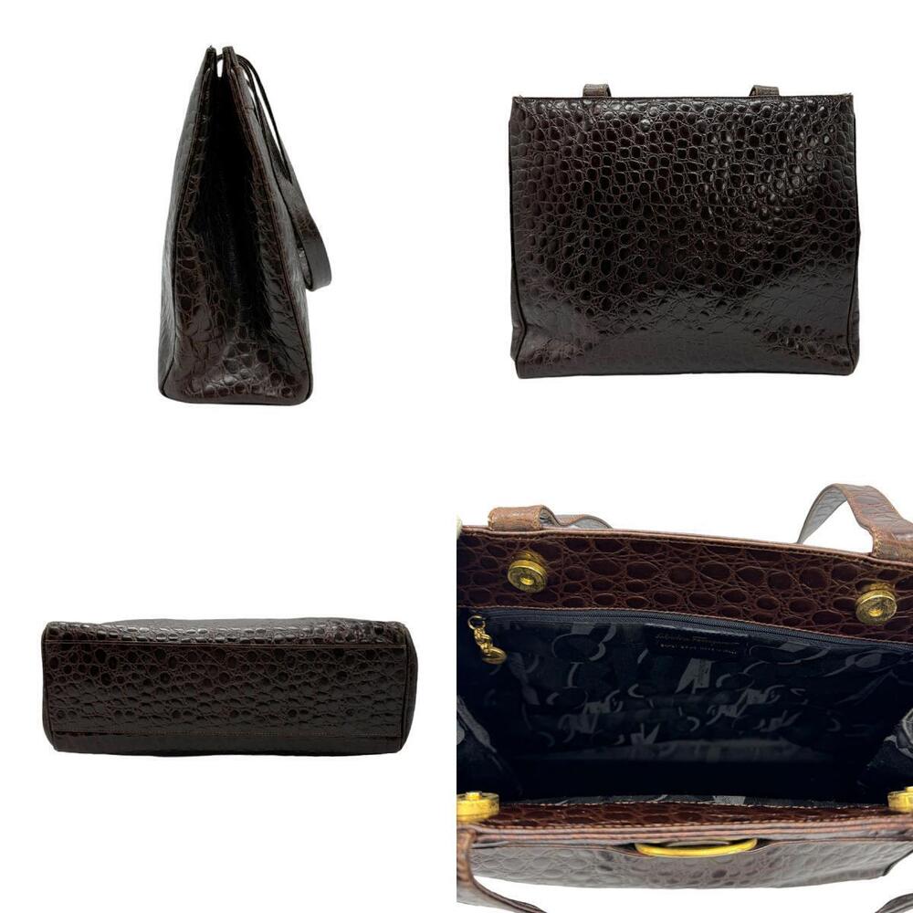Salvatore Ferragamo leather brown bag shoulder embossed Brown